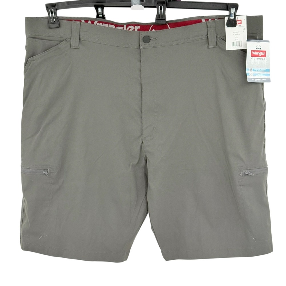 Wrangler Outdoor Men's Relaxed All Terrain Cargo Shorts Size 46 Gray UPF 40 NWT